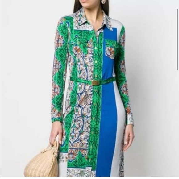 3 for $100! NWT Gorgeous Tory Burch long printed Jersey shirt dress - Picture 2 of 6